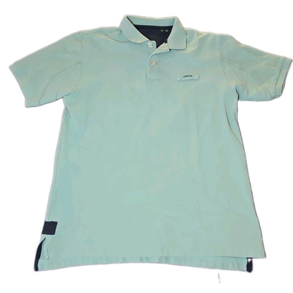 Orvis Shirt Mens Small S Green Pique Cotton Fly Fishing Embroidered Polo Outdoor